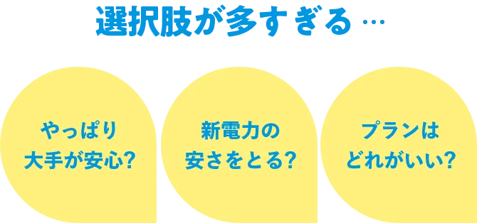 選択肢が多すぎる… やっぱり大手が安心？ 新電力の安さをとる？ プランはどれがいい？