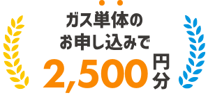 ガス単体のお申し込みで 2,500円分のポイントが当たる