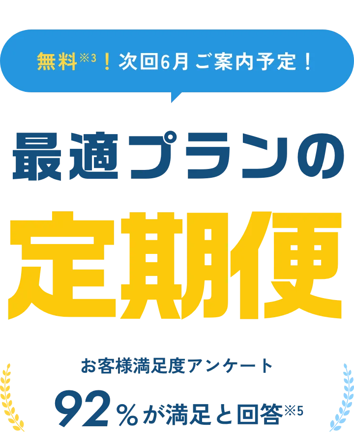 無料※3!次回6月ご案内予定! 最適プランの定期便 お客様満足度アンケート92%が満足と回答※5