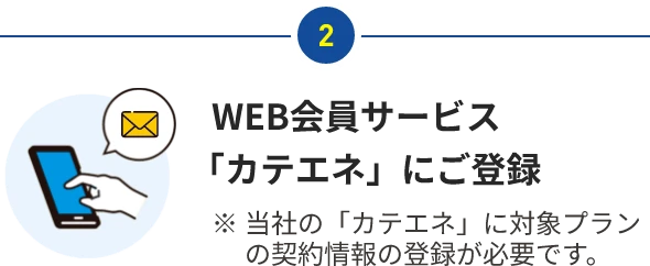 WEB会員サービス「カテエネ」にご登録 ※当社の「カテエネ」に対象プランの契約情報の登録が必要です。